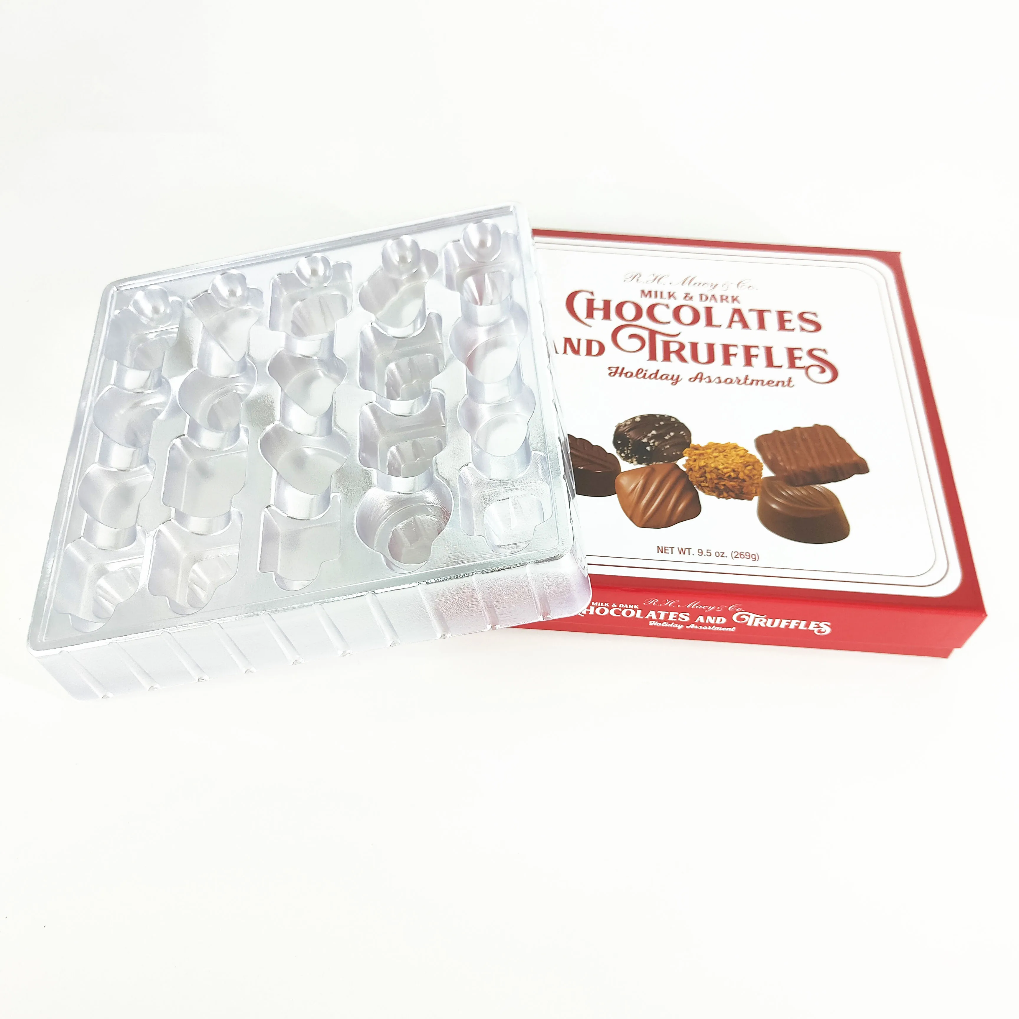 high quality Custom Luxury Praline Almond Chocolate Gift set paper cardboard box Packaging with PET tray