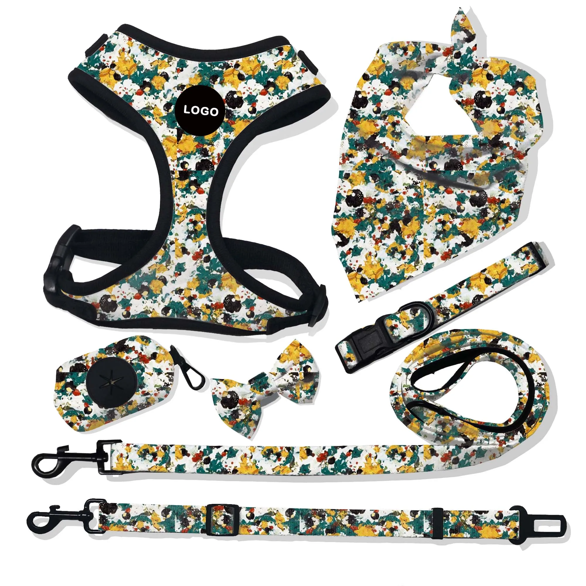 
Wholesale Harnesses For Dogs Neoprene Luxury Dog Collar And Leash Set High Quality Designer Custom Dog Supplies Pet Harness Vest 
