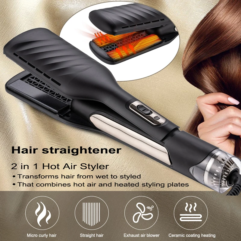 Professional Hair Styling Tools Titanium Custom 2-in-1 Flat Irons Duet Style Hot Air Styler Hair Straightener Hair Dryer Iron