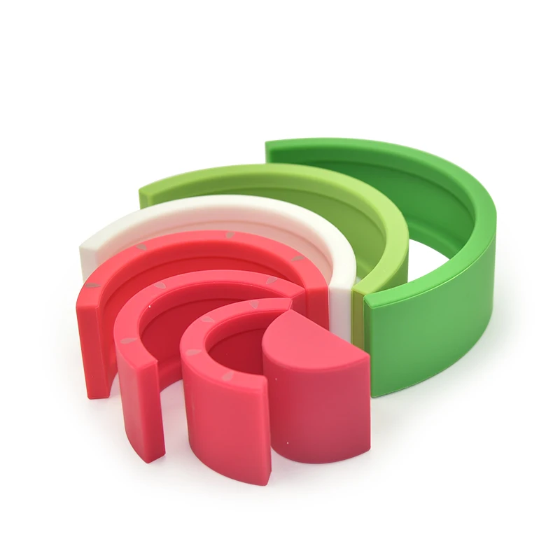 BPA free silicone watermelon stacker toy food grade baby educational stacking teether for baby silicone stacked toys