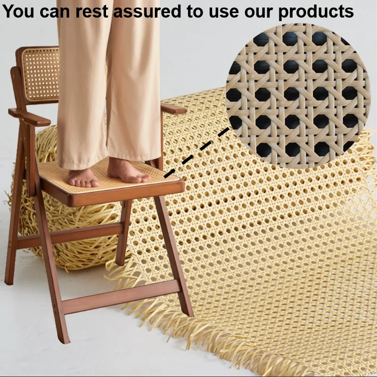 Wholesale Bleached PVC Plastic Mesh Webbing Roll Raw Material Rattan Cane
