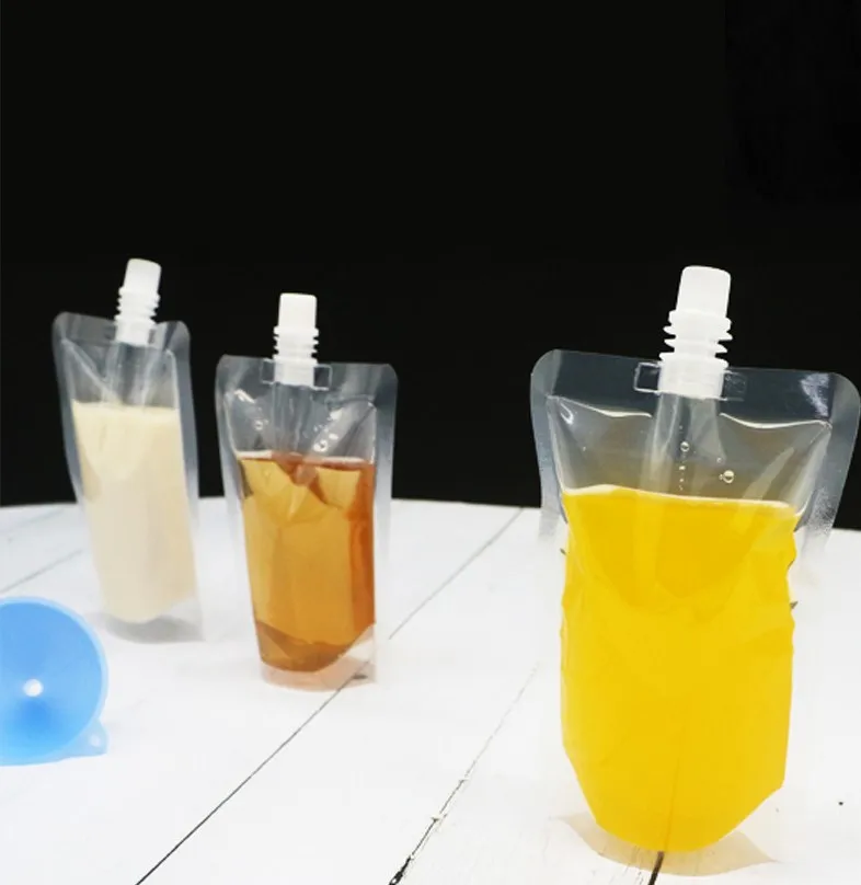 Plastic Customized Beverage Juice Liquid Food Packaging Bag With Spout Fruit Juice Drink Stand up Spout Pouch