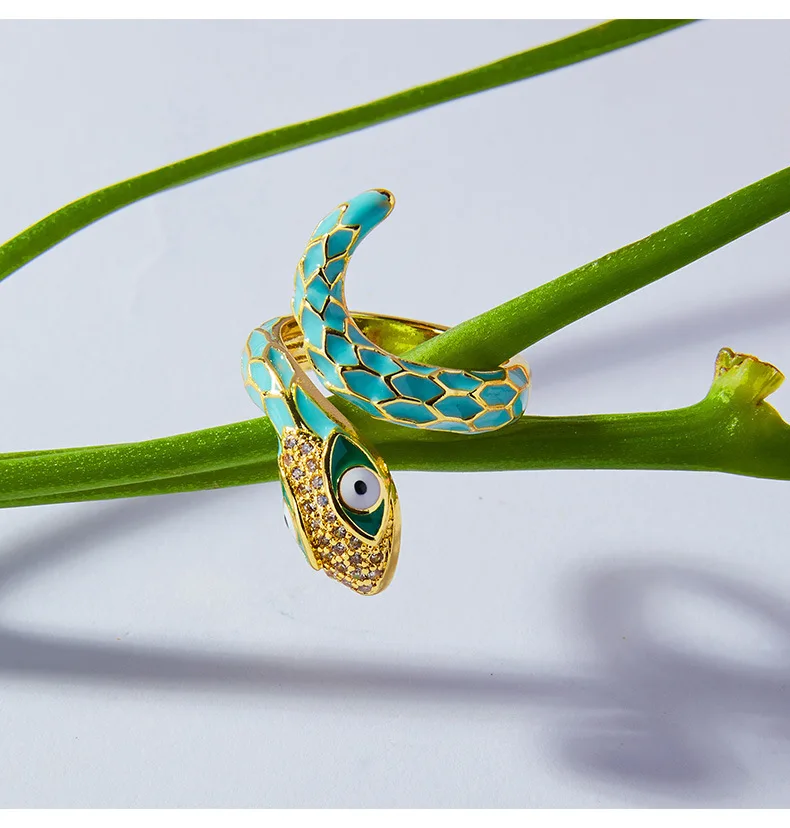 Snake shaped rings  Enamel sterling silver 925 high quality rings  925 sterling silver rings snake