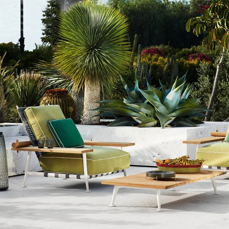 hot sale modern garden patio sofa furniture teak wood outdoor sofa waterproof garden set lounge chair