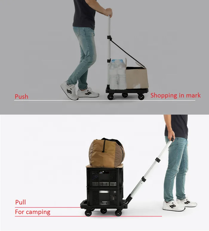 125kg loading compact platform flatbed lightweight portable retractable five-wheel dolly folding luggage hand trolley cart truck