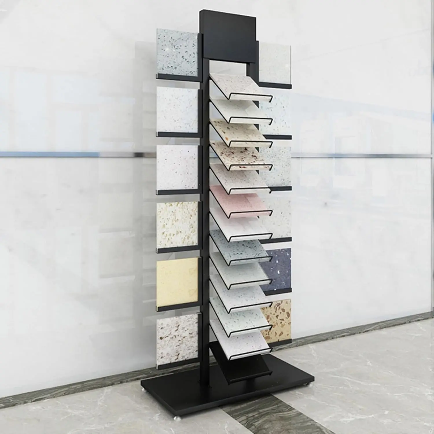 13-Layer Tiles Sample Organizer Rack, Floor Standing Ceramic Tile Display Stand Shelf For Exhibition Halls Store