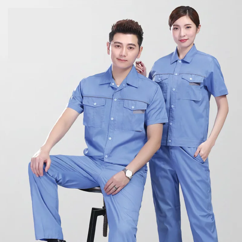 High quality summer short sleeve labor protection clothing cheap construction working clothes