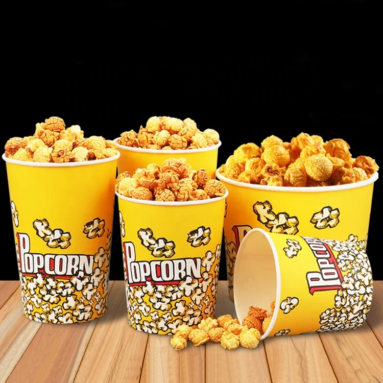 Big Popcorn Cups Disposable Paper Snack Takeout Buckets Dry food Containers