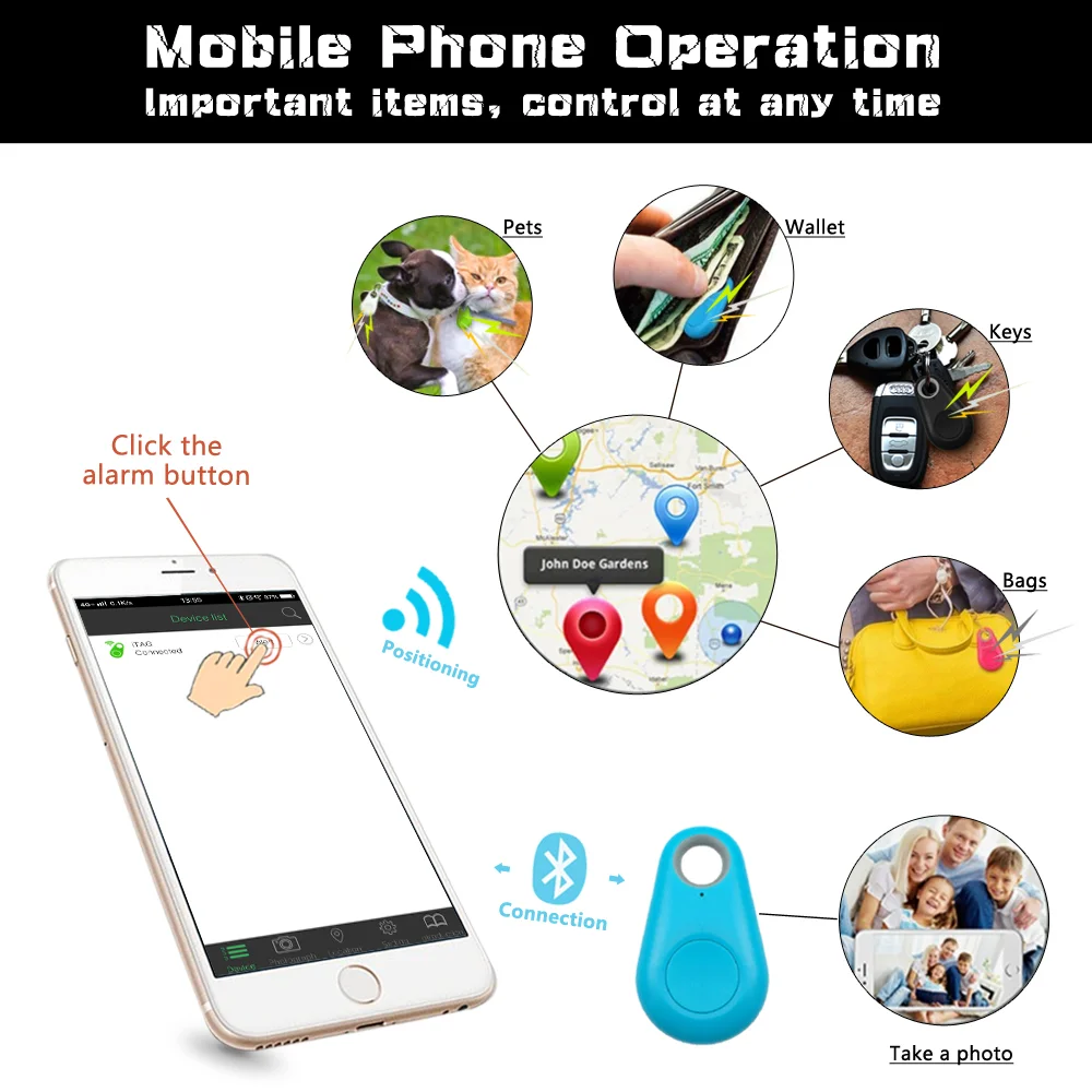Pet Smart Gps Tracker Mini Anti-Lost Waterproof Blueteeth Locator Tracer For Pet Dog Cat Kids Car Wallet Key Collar