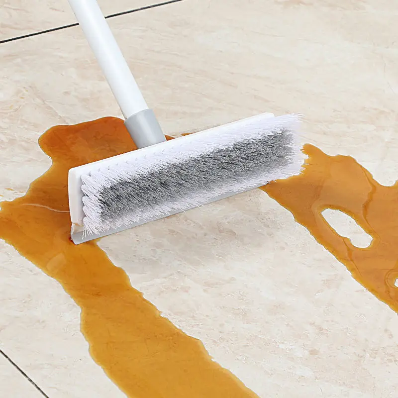 Jesun Manufacturer Wholesale 2 in 1 Floor Cleaning Brush with Long Handle Deck Brush with Squeegee for Bathroom Tile Cleaning