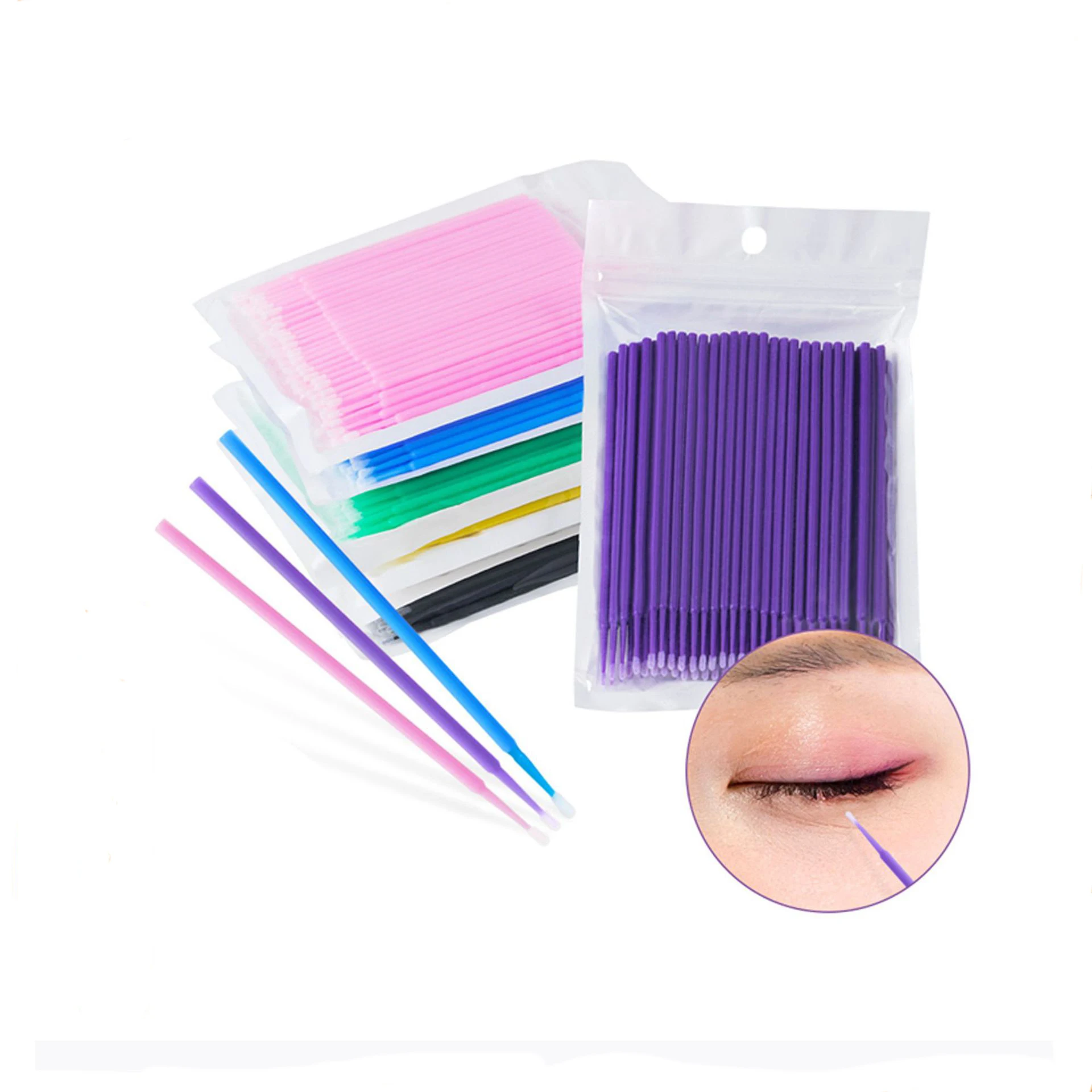 Wholesale Individual Lash Removing Tools Eyelash Extension Disposable Micro Swab Brush Mini Eyebrow Brushes