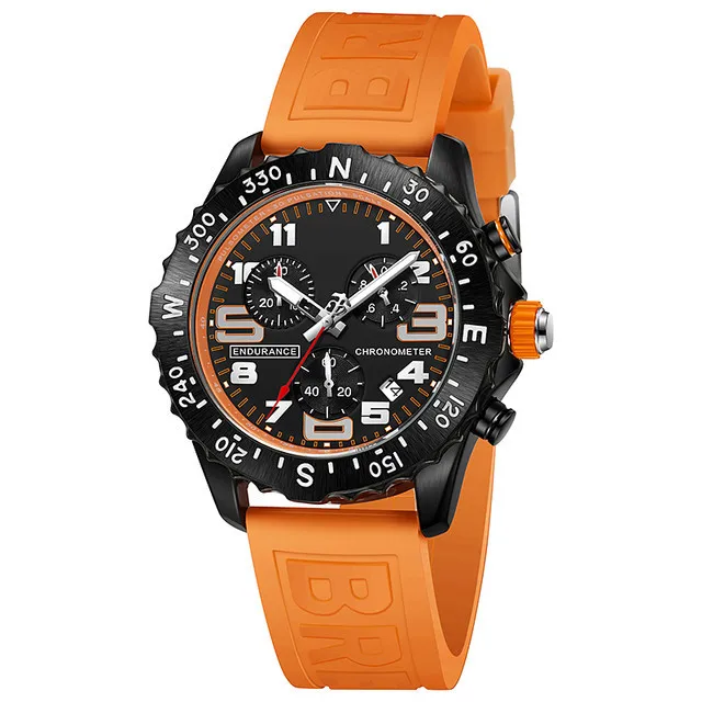 Top Brand Luxury Watch Man Quartz Multi-function Chronograph Rubber Sport Wristwatch Reloj Militar