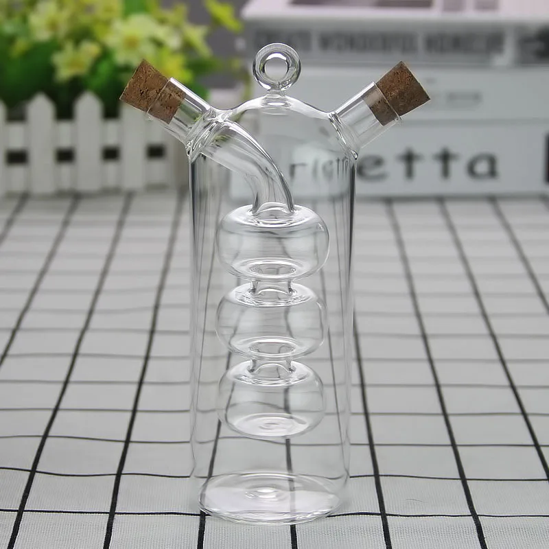 Creative 2-in-1 Kitchen Double Layer Oil Vinegar Bottle Glass Oil Control Pot