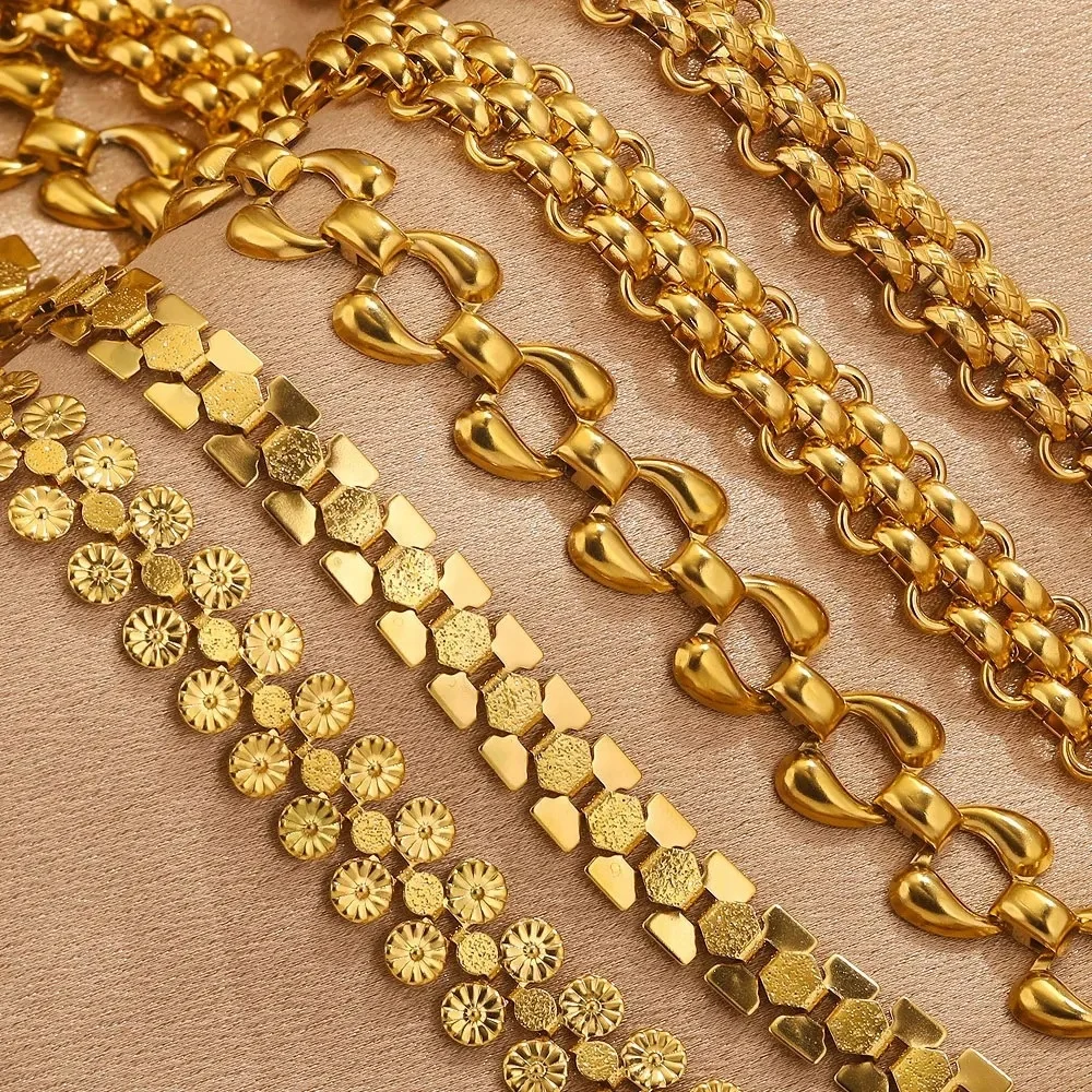 New hip-hop stainless steel DIY chain 18k gold-plated stainless steel chain roller bulk chain for