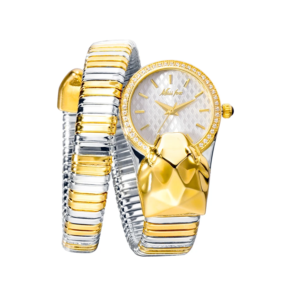 Miss Fox 2808 Snake Shape Diamond Watch For Women Luxury Brand fashion Iced Out