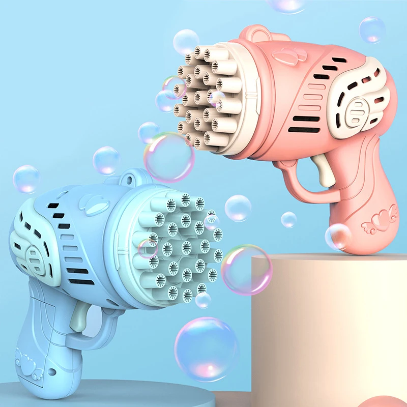 2022 Summer 23 Holes Soap Bubble Machine Gun Toys Outdoor Automatic for