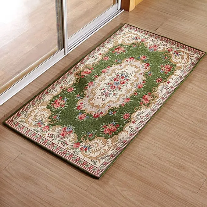 Wholesale custom  hot sale Living Room carpet anti slip luxury chenille Jacquard carpet Weave flower floor mat area rugs
