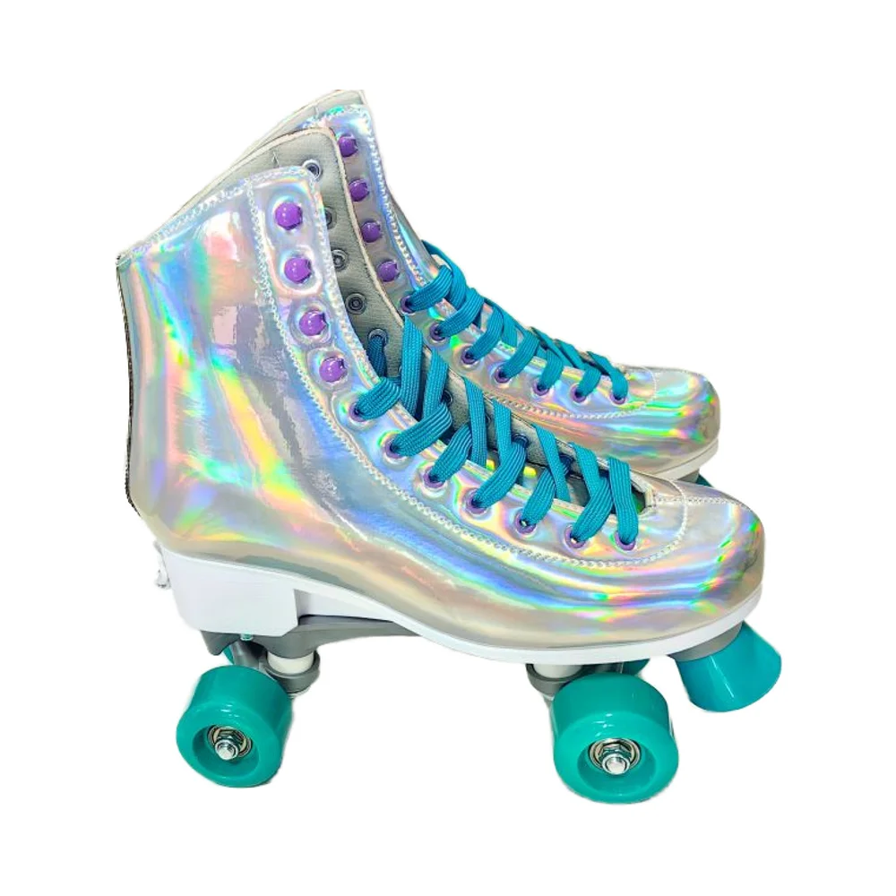 Unisex Adult Four-Wheel Roller Inline Skates Adjustable Double Row with Colorful Flashing Wheels for All Skate Enthusiasts