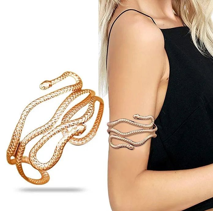 New Arrival  Arm Cuff Open Arm Bracelet Chic Egypt Cleopatra Swirl Snake Arm Cuff Armlet Armband Open Bangle Bracelet