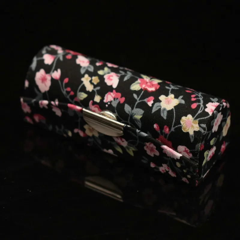 Handmade Custom Durable Rouge Organizer Bag Floral Lipstick Holder With Mirror