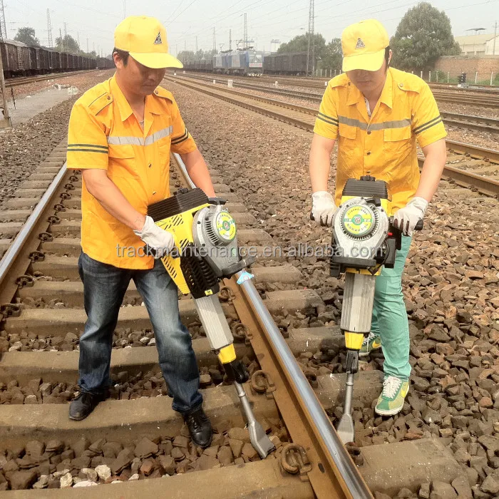 Portable and efficient railway equipment ballast tamping tool with gasoline engine