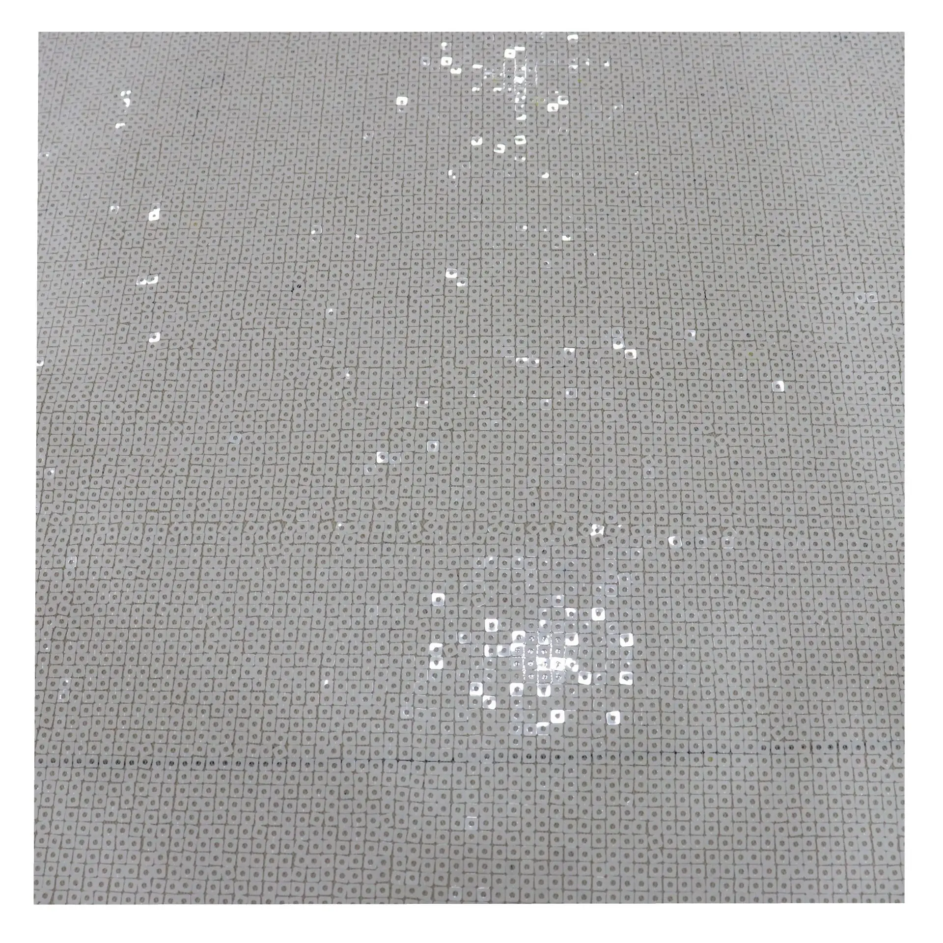 High Quality Fashion White Square Shiny 4MM Sequins For Dress White Sequins Mesh Fabric