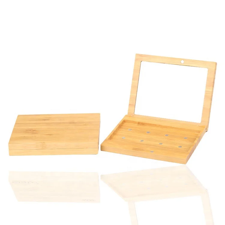 Заказная пустая упаковка для косметики бамбуковый Магнитный чехол для макияжа Органическая коробка для теней для век