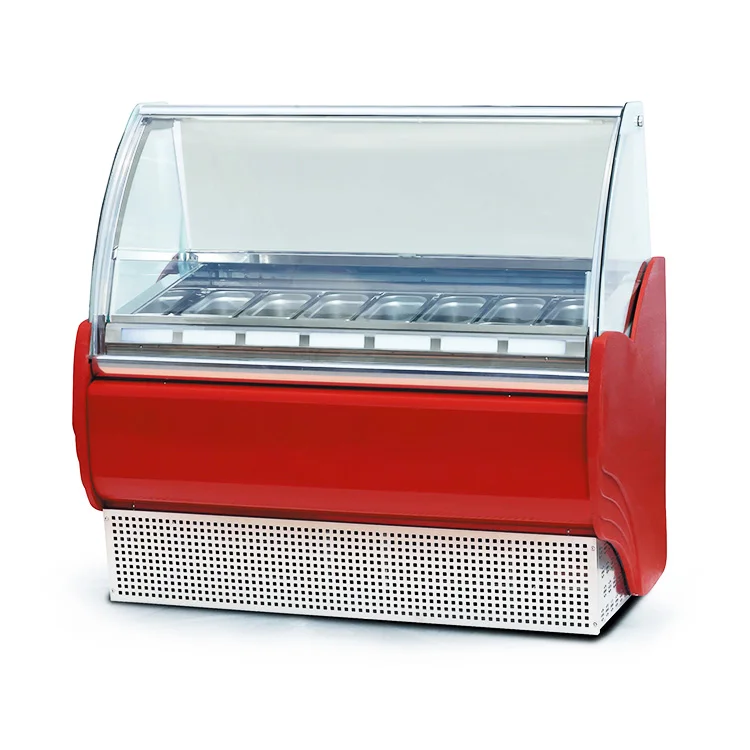 commercial retail ice cream showcase cabinet freezer display tray