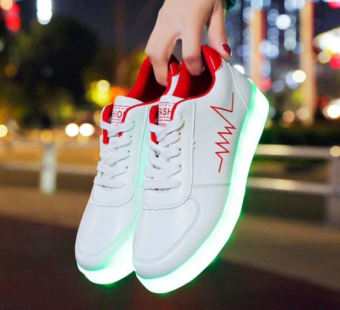 usb rechargeable colorful student board shoes led boy and girl luminous couple light shoes