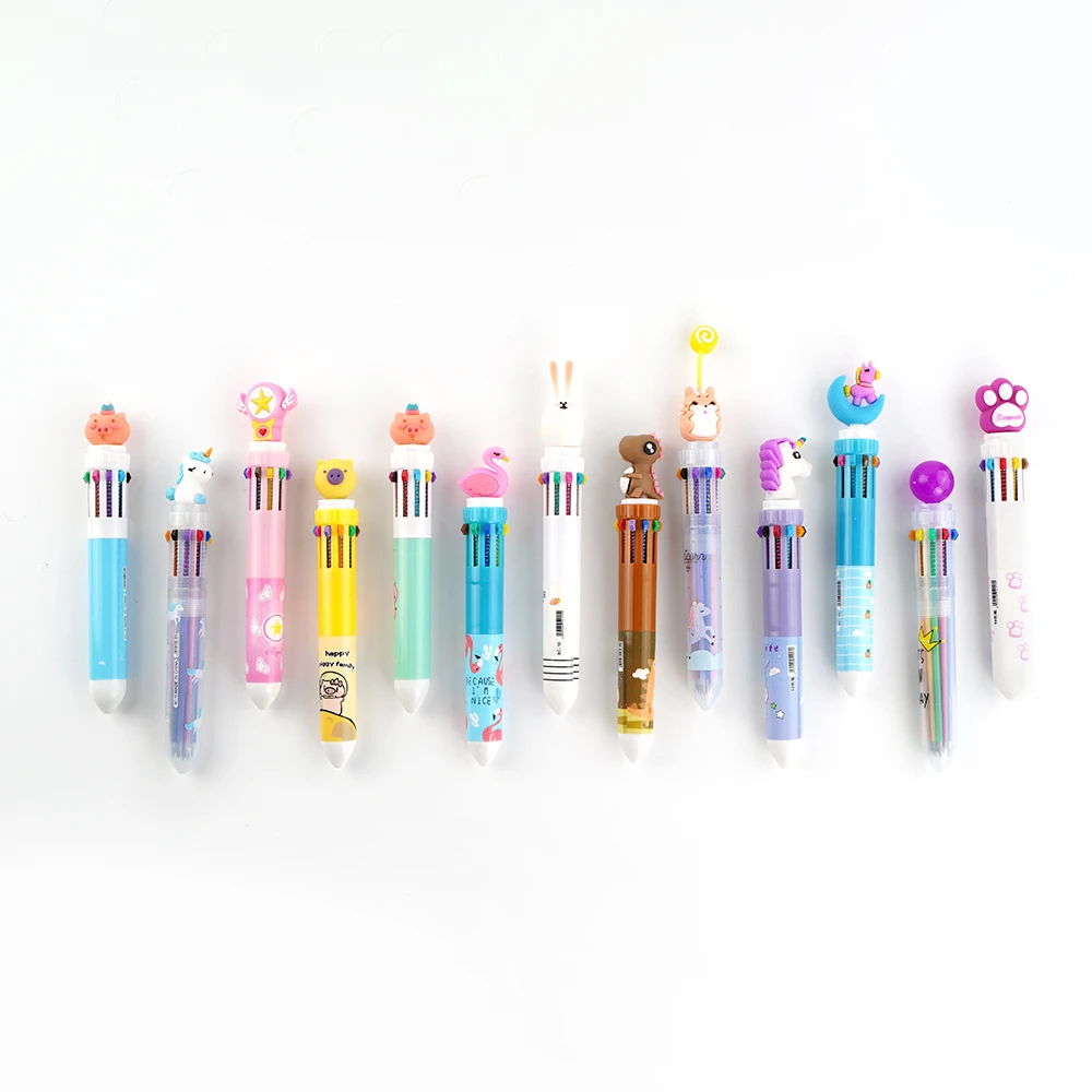 Pen Customize Logo Cute School Supplies 10 In 1 Multi-color Ball Point Pen