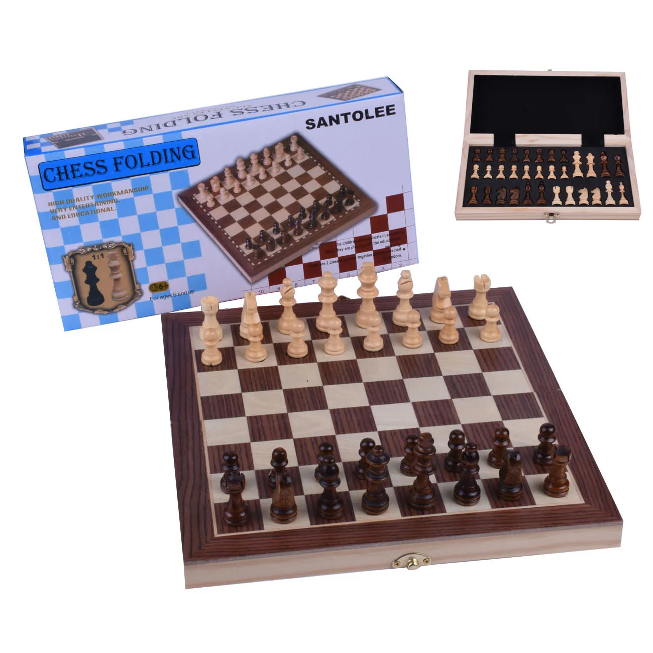Wholesale Customized Chess Wooden with  folding board Games international beech wood chess set