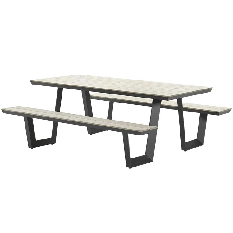 outdoor 6 foot 8 foot wood plastic composite picnic bench table outside restaurant commercial long picnic table with bench
