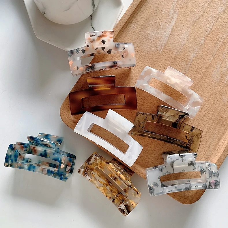 Customized Large Marble Resin Plastic Tortoiseshell Cellulose Acetate Big Hair Claw Clips for Women