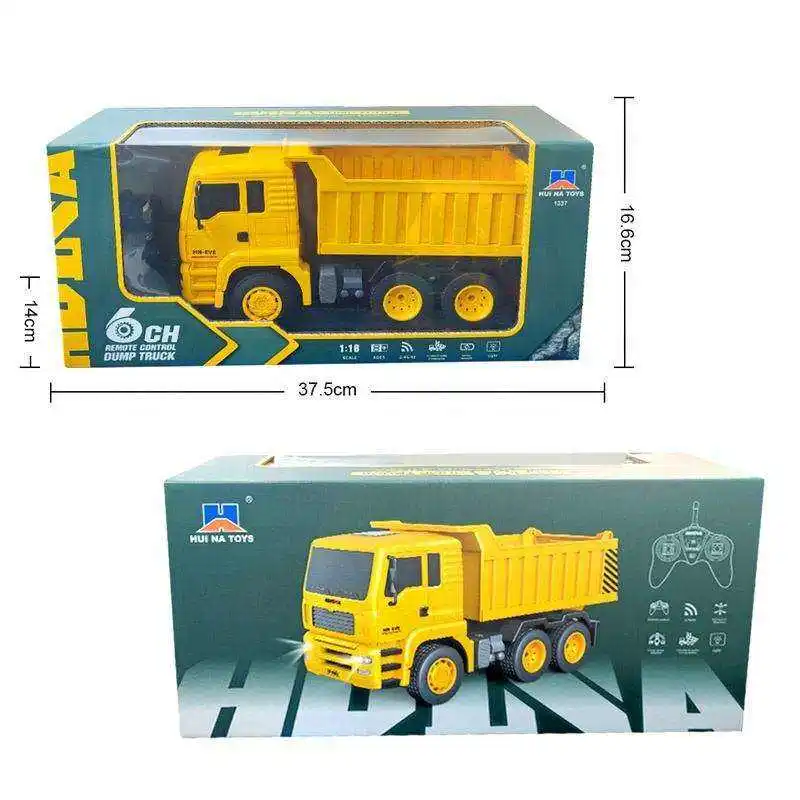 Tiktok Hot Selling HuiNa 1337 1/18 RC Dump Truck  2.4Ghz 6-Channel Kids Construction Vehicle  Series Radio Control Toys