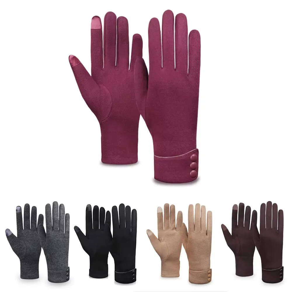 Portable Ladies Fashion Outdoor Cashmere Hand Gloves for Women Touch Screen Gloves velvet Winter Warm Long black Gloves