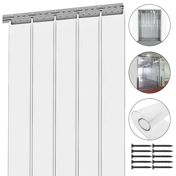 Fuxing Flexible Plastic Cold Room Outdoor Hang Strip Door Curtains Transparent pvc strip curtain transparent