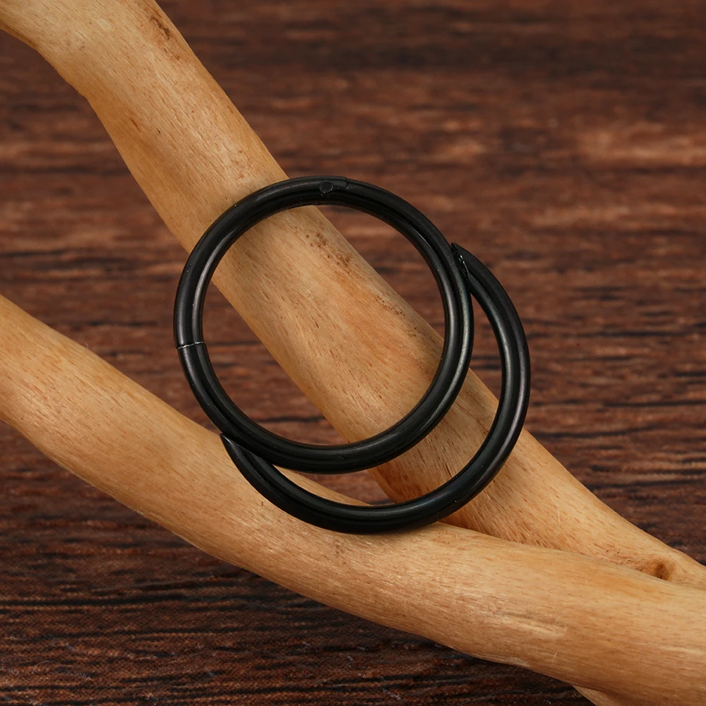 Black Hinged Segment Ring Septum Gemmed Clickers Nose Piercing Jewelry