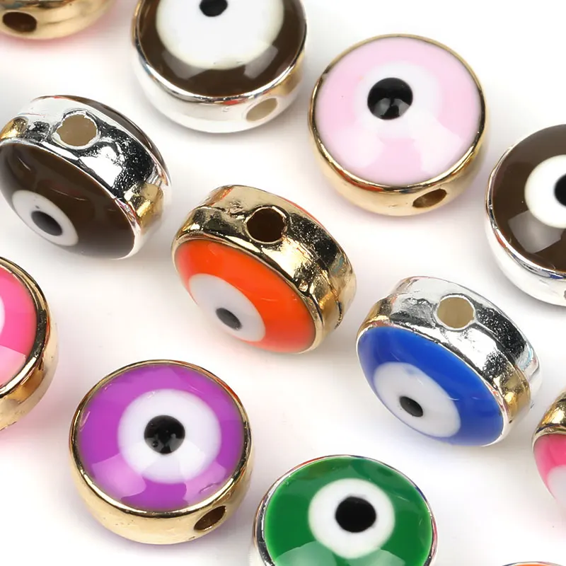 Wholesale Mix Color Flat Evil Eye Loose Glass Beads 8mm Evil Eye Bead For Bracelet And Jewelry Making