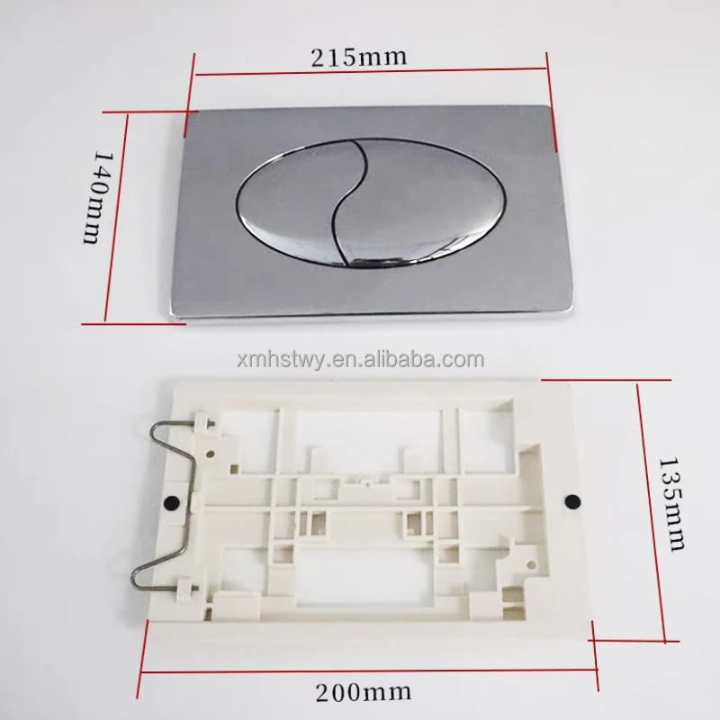 Wall Mounted Flush Plate F5150 Chrome Glossy ABS Dual Square Buttons Compatible for WDI old Concealed Cisterns Flush Push Button