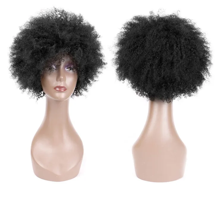 AU Hot sale Fluffy Afro real hair African style afro head real wig female nachine-made human hair wigs with High density