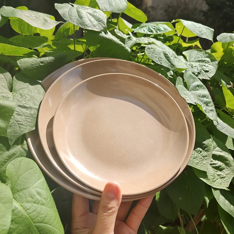 hot selling rice husk tableware microwaveable dinner round plate