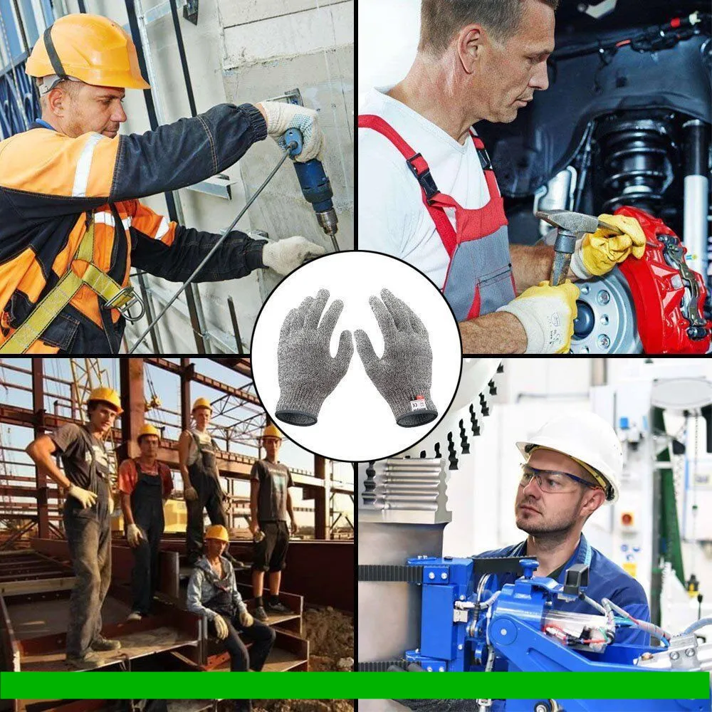 Grey Customized Pu Coated Cut Resistant Safety Working Gloves