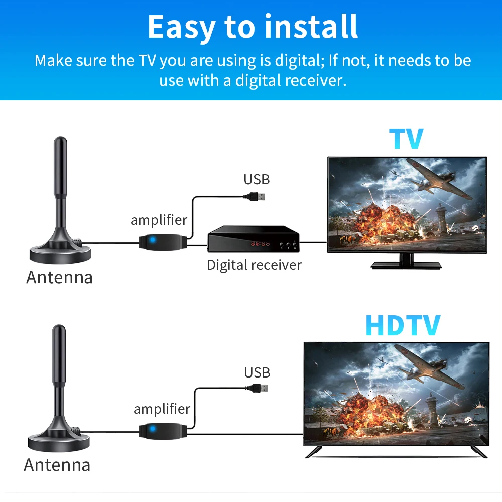 Magnetic Base TV Antena high gain hdtv antenas tv aerial hd dvbt antenna dvb-t uhf outdoor digital Indoor Tv Antenna