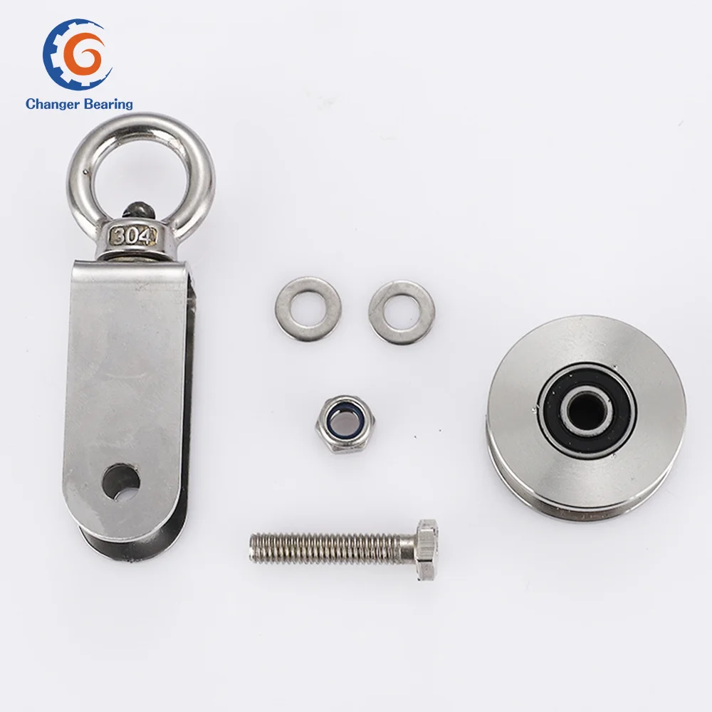 Stainless Steel 30/34 U Type Swivel Pulley Heavy Duty Cable Pulley Block Wheel for Wire Rope