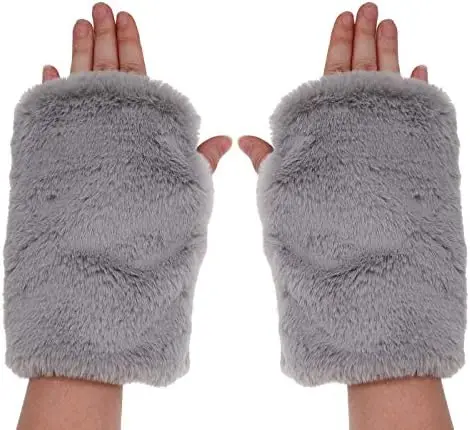 Faux Fur Arm Warmers Fingerless Gloves Velvet Women Winter Costume Party Costume