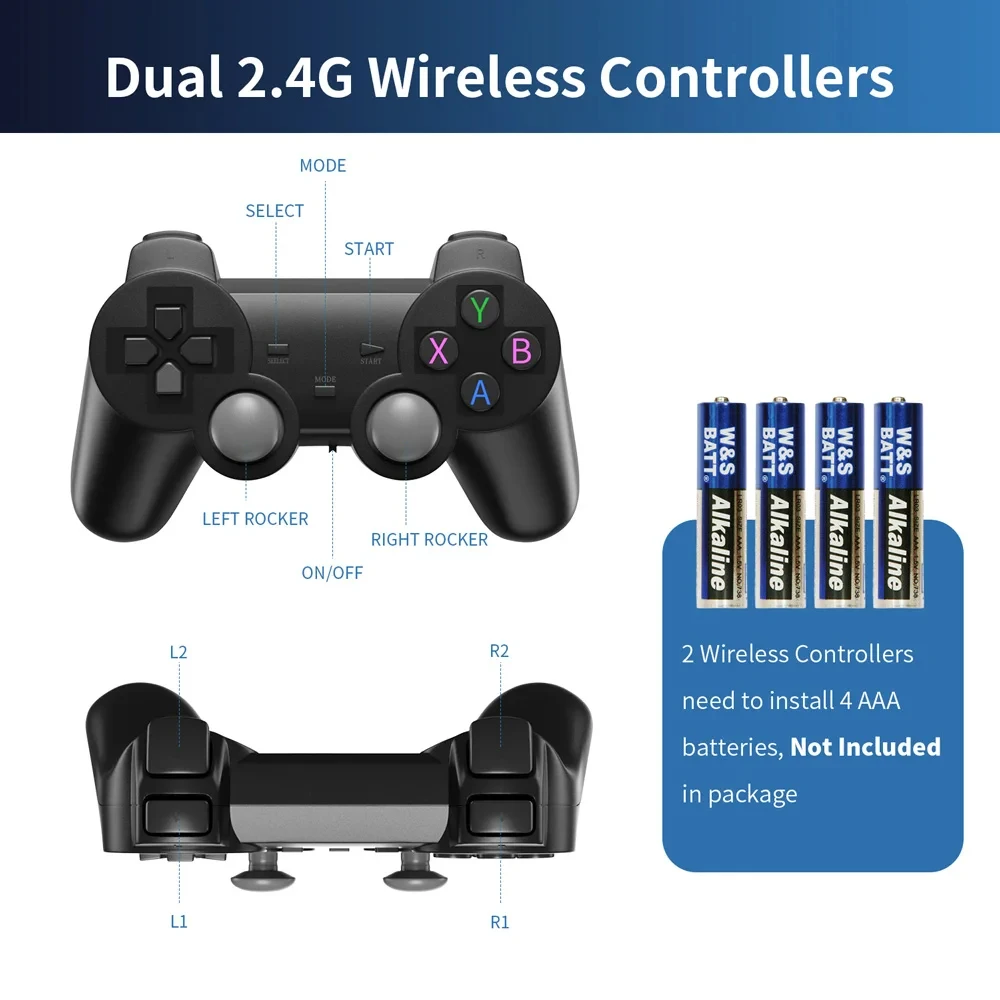 X8 Pro Game Stick 4K 64G With 30000+ Retro Games Emuelec 4.5 Wireless Gamepad 40+ Emulator Video Game Console for N64/PSP/SNES