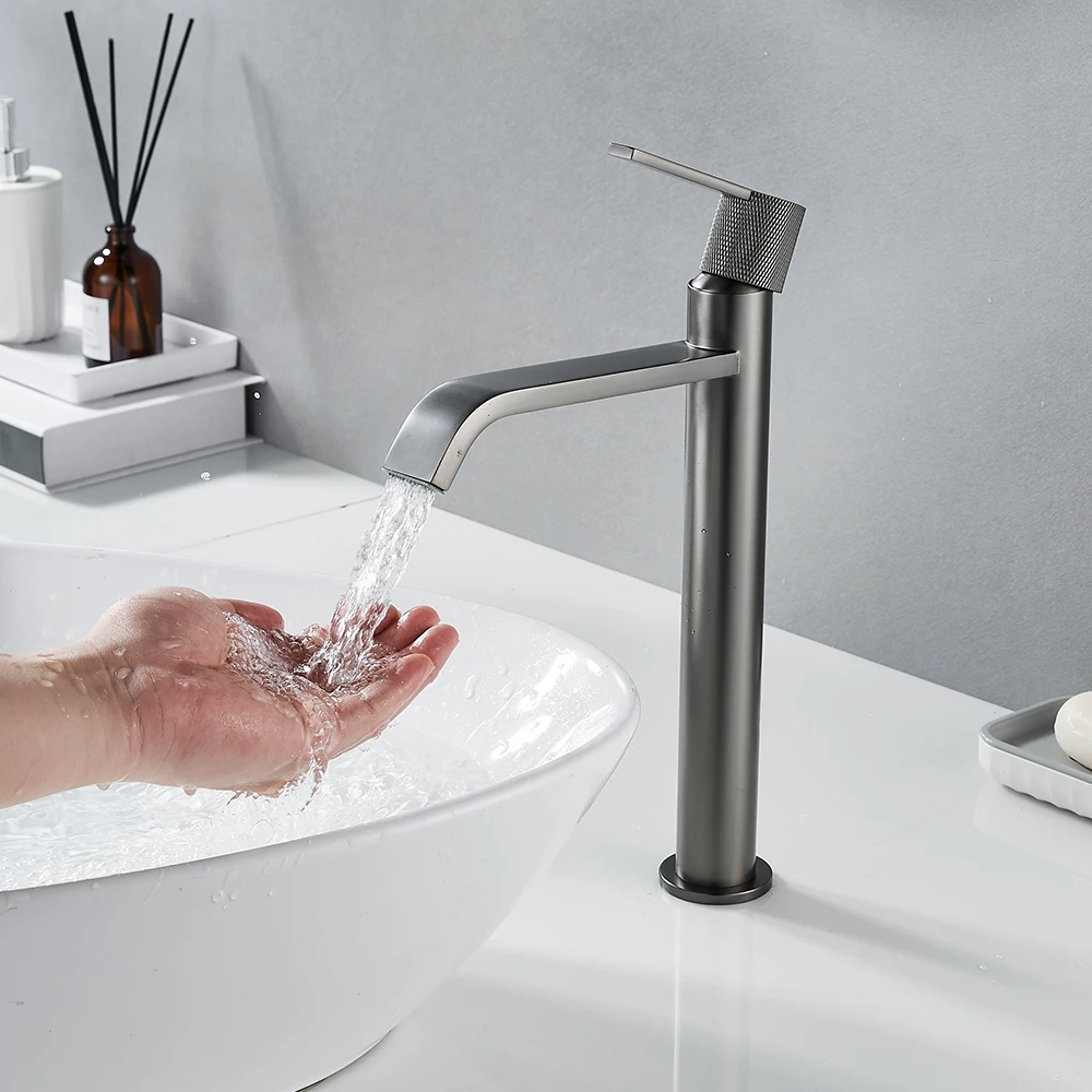 Momali  contemporary gold luxury faucets bathroom single handle high basin faucet free adjustment of hot and cold water taps