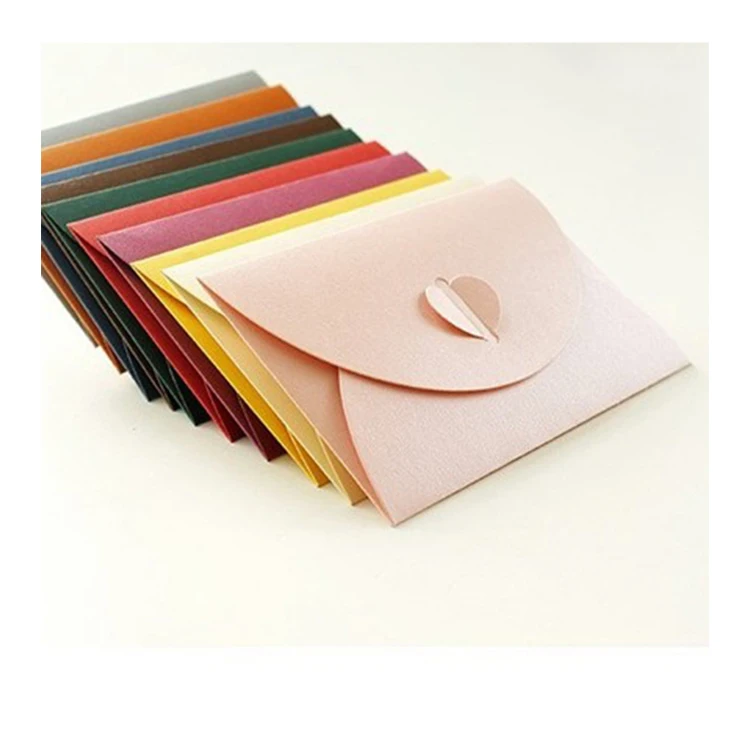Brown Kraft Paper Mini Square Gift Card Holder Envelopes With Heart Shaped Clasp For Wedding Invitation