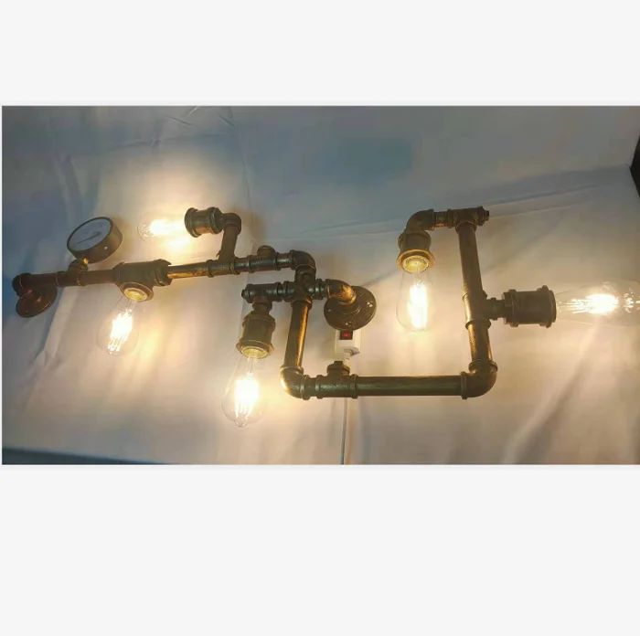 Industrial Water pipe lamp loft wall steampunk lamp for coffee or home decor. vintage metal lamp