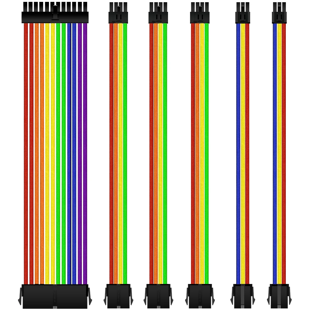 SAMA Braided Sleeved PSU Extension Cable Kit ATX Sleeved Power Supply Extension Cable with Comb